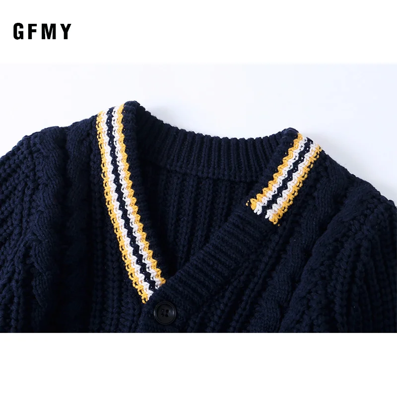 Фото Детский кардиган GFMY для маленьких мальчиков, пальто, свитеры для школьной формы, модные вязаные свитеры для девочек, детская одежда, топы для 4-12 лет №4