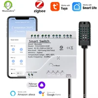 Tuya Smart TH10 Zigbee 4 Channel Switch with Temperature and Humidity Sensor Passive Dry Contact Zigbee Relay Work with Alexa - Image 2