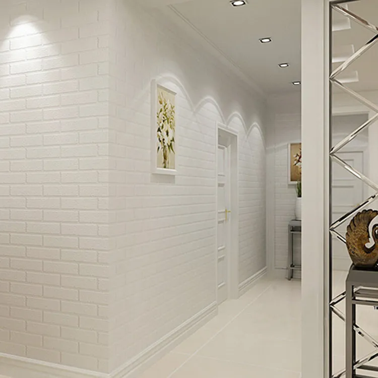 

53cm thick pure white 3d concave and convex three-dimensional brick wallpaper Korean brick wallpaper