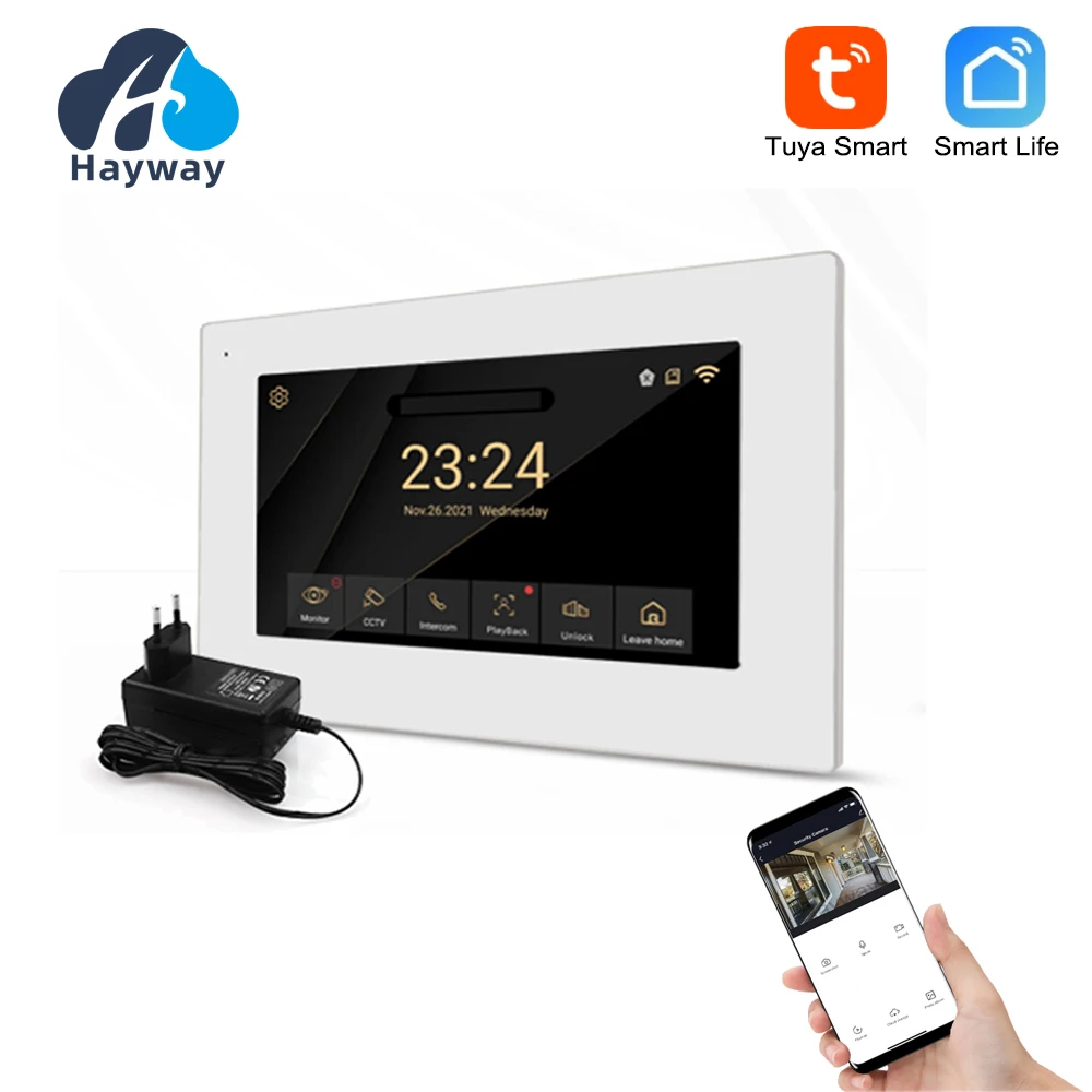 Smart villa video intercom display 1080P full touch screen wireless wifi connection, one click unlocking for phone calls, etc