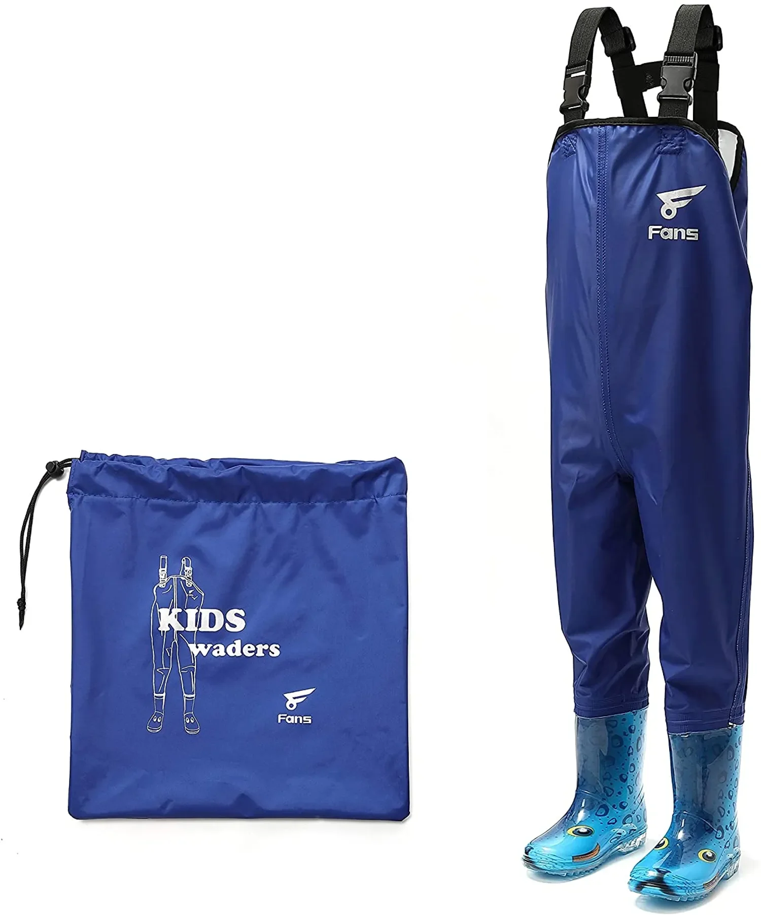 Children's Waterproof Fishing Wading 2-layer Nylon PVC Anti-skid Cartoon Boots