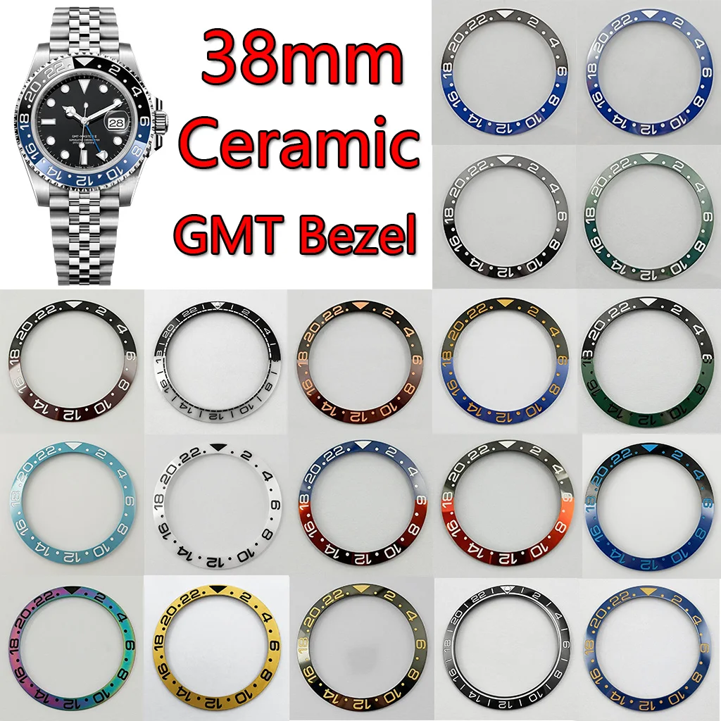Goutent 38Mm Tiffany Blue Black Green Gmt Ceramic Watch Bezel Insert Ring Gmt 24-Hour Number Bezel Fit 40Mm Orologio Automatico Da Uomo