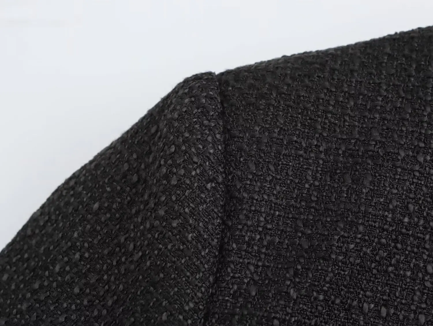 Abrigo de tweed negro de lana suave con cuello redondo para otoño, chaqueta corta vintage con bolsillos delanteros y botones de un solo pecho, chaqueta elegante