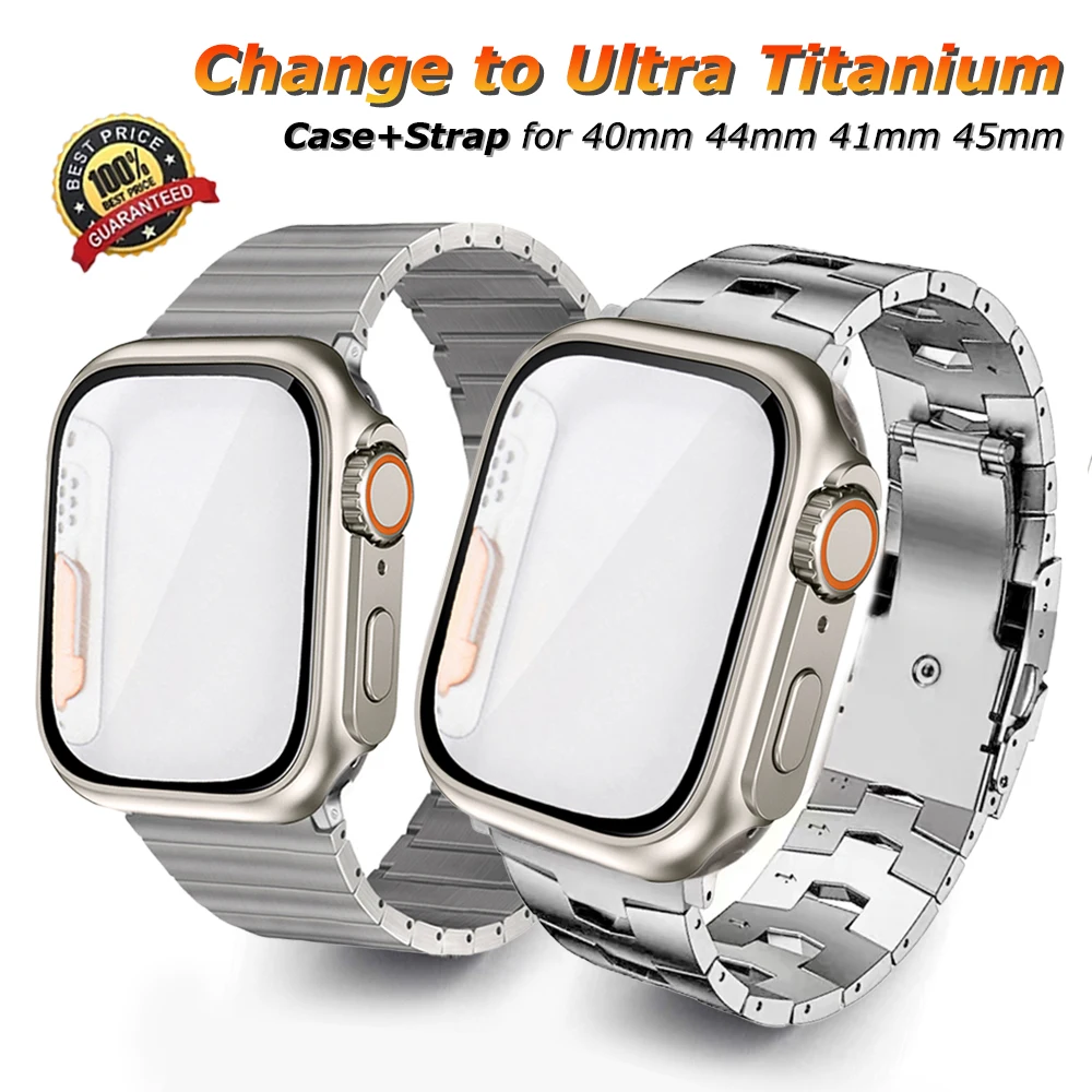 Ultra Cover+Titanium Band for Apple Watch Series 8 7 45mm 44mm Turning