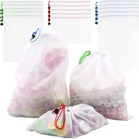 3Pcs Mesh Storage Bags Transparent Reusable Fruit Vegetable Bags Net Pocket Produce Washable Mesh Bags Kitchen Storage Baskets 1