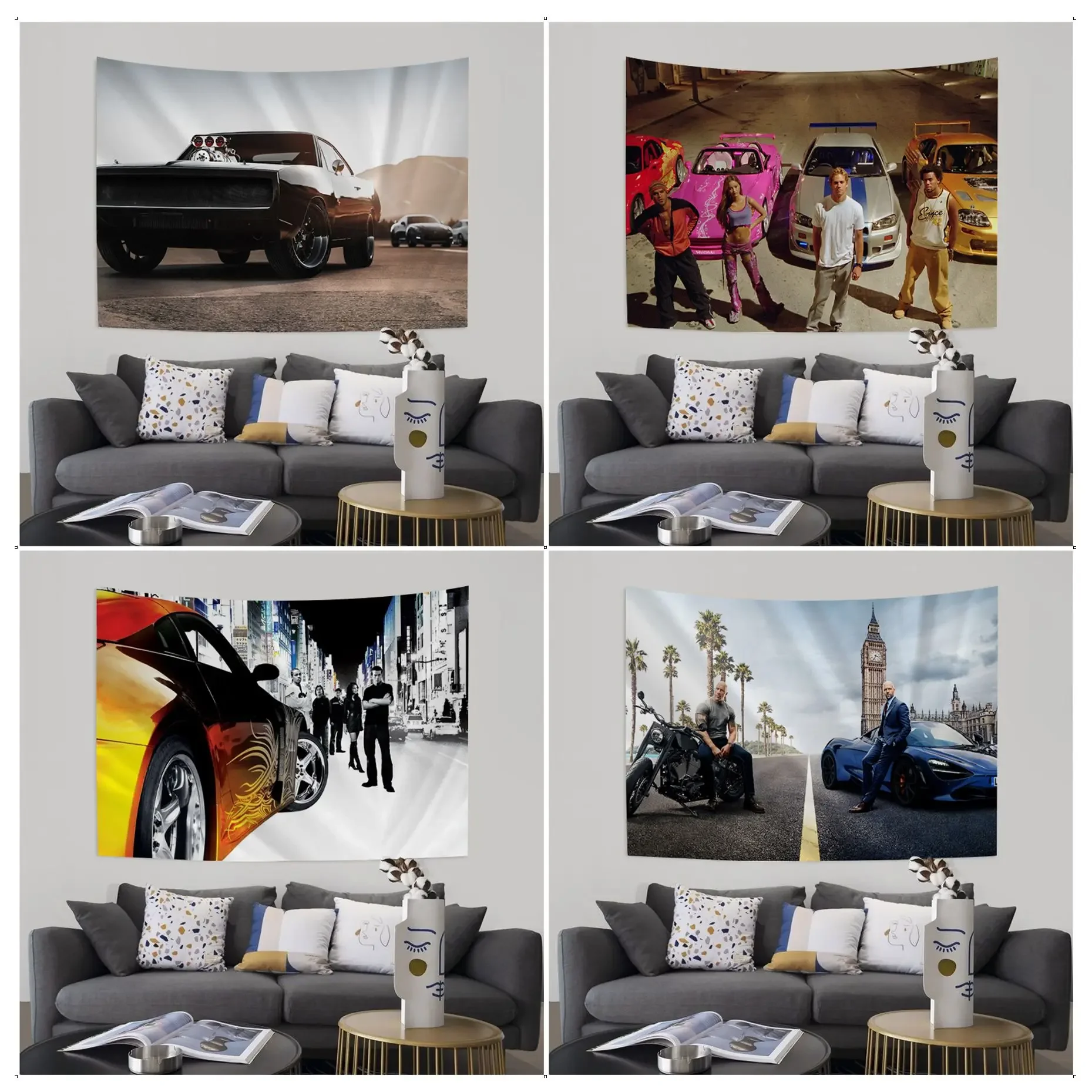 

Fast Furious Classic Movie Chart Tapestry Hanging Tarot Hippie Wall Rugs Dorm Kawaii Room Decor