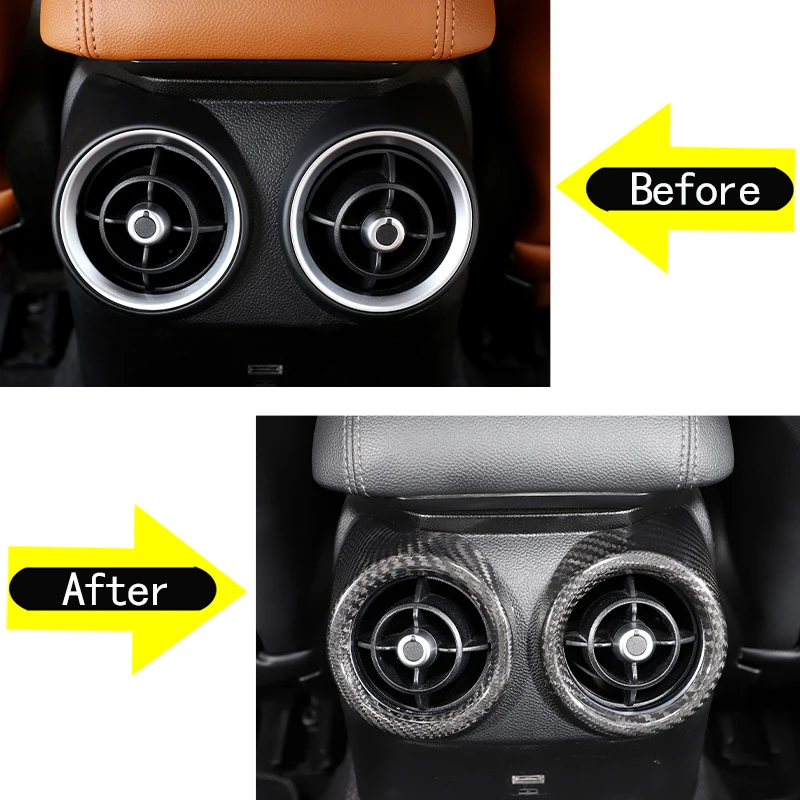 Pour Alfa Romeo Giulia Stelvio 2017 2018 2019 2020 ABS Fibre De Carbone Voiture Intérieur Console Centrale Climatisation évent Cadre Garniture