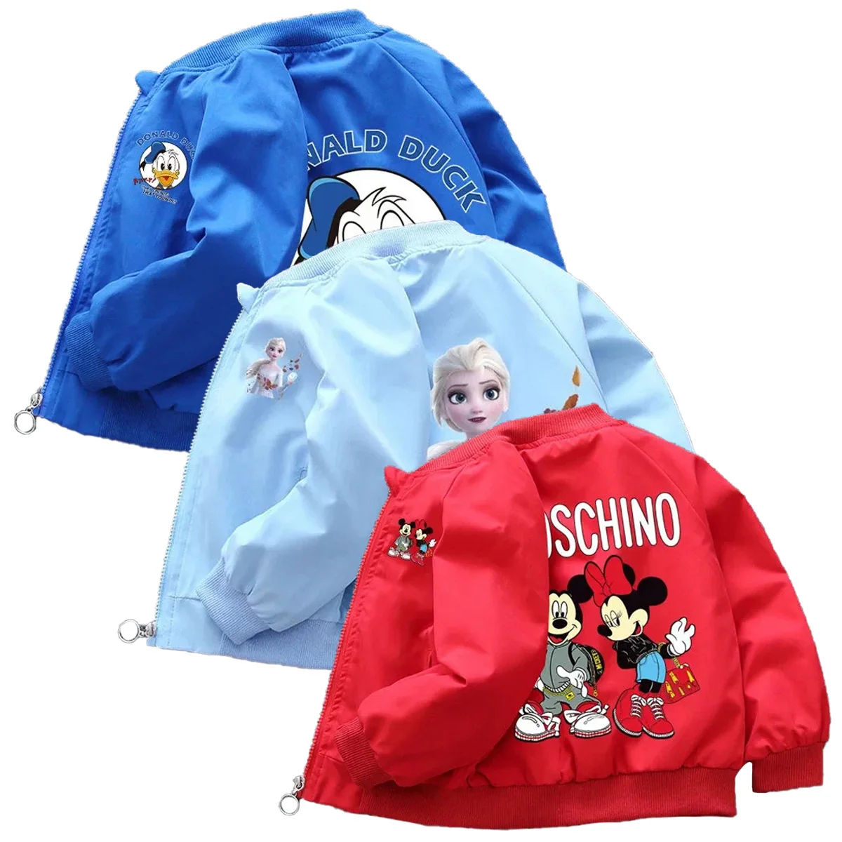 

Baby Boys Girls Mickey Minnie Mouse Jacket 2024 Spring Kids Zipper Windproof Outerwear Children Clothing Frozen Fashion Coats