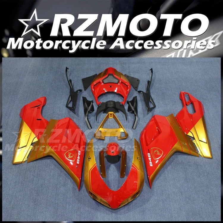 

Новый комплект из экокожи ABS для всего мотоцикла, подходит для DUCATI 848 evo 1098 1198 1098s 1198s, кузов под заказ красного и золотого цвета