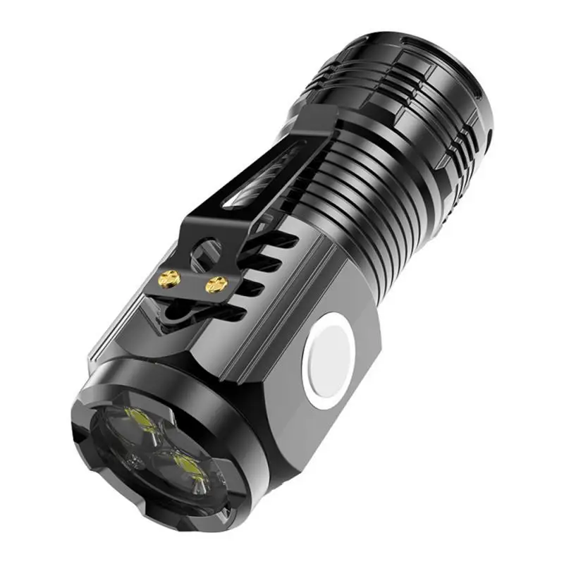 

Three-eyed Monster Flashlight Camping Equipment The New Abs Chargeable Clip Flashlight Powerful Night Hike Multifunction