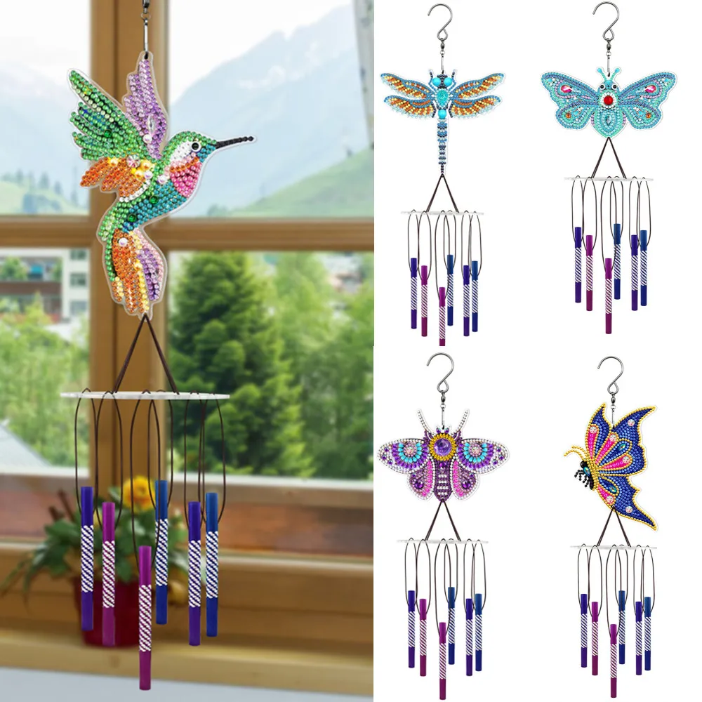 DIY Diamond Painting Wind Chime 5D Diamond Painting Diamond Drawing Wind  Chime Pendant Butterfly Shaped Ornament Home Decor - AliExpress