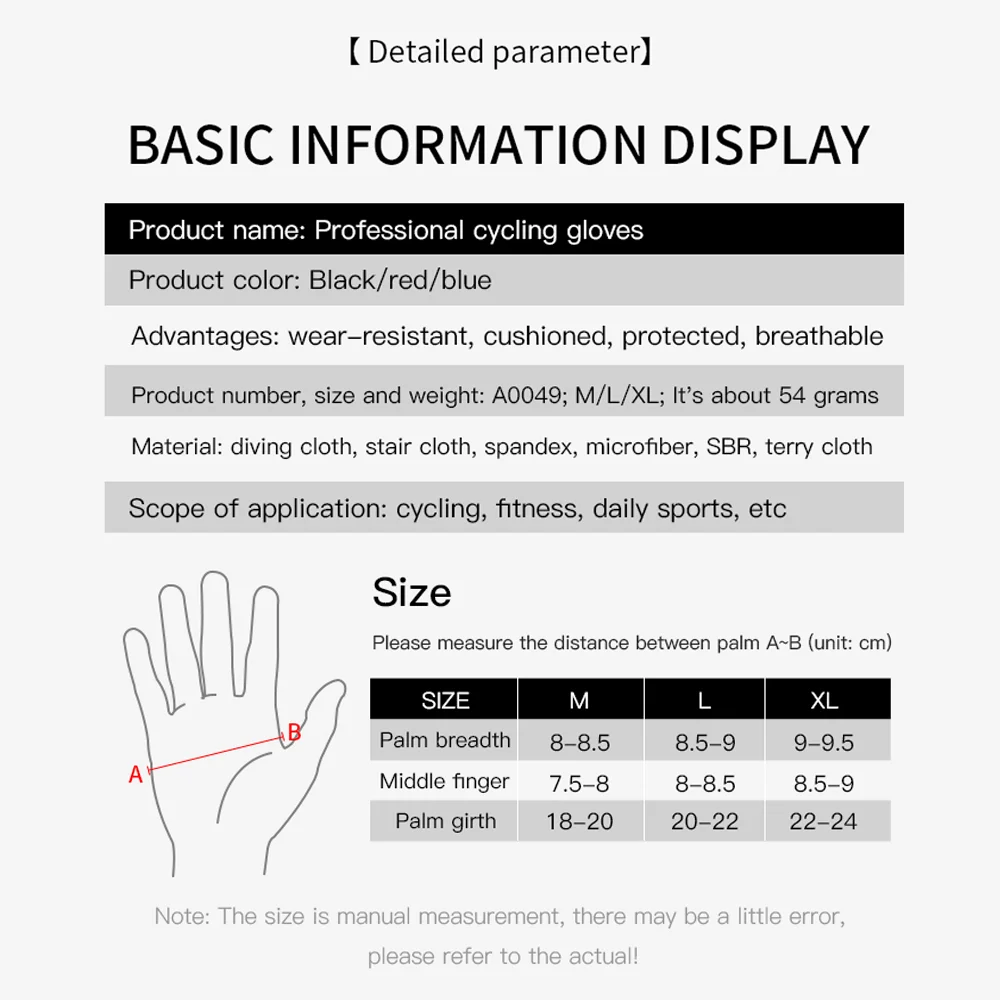 New MTB Motorbike Gloves Men Thicken Absorption Shock Pads Breathable Nonslip Gloves for Work Mountaineering Hiking Cycling