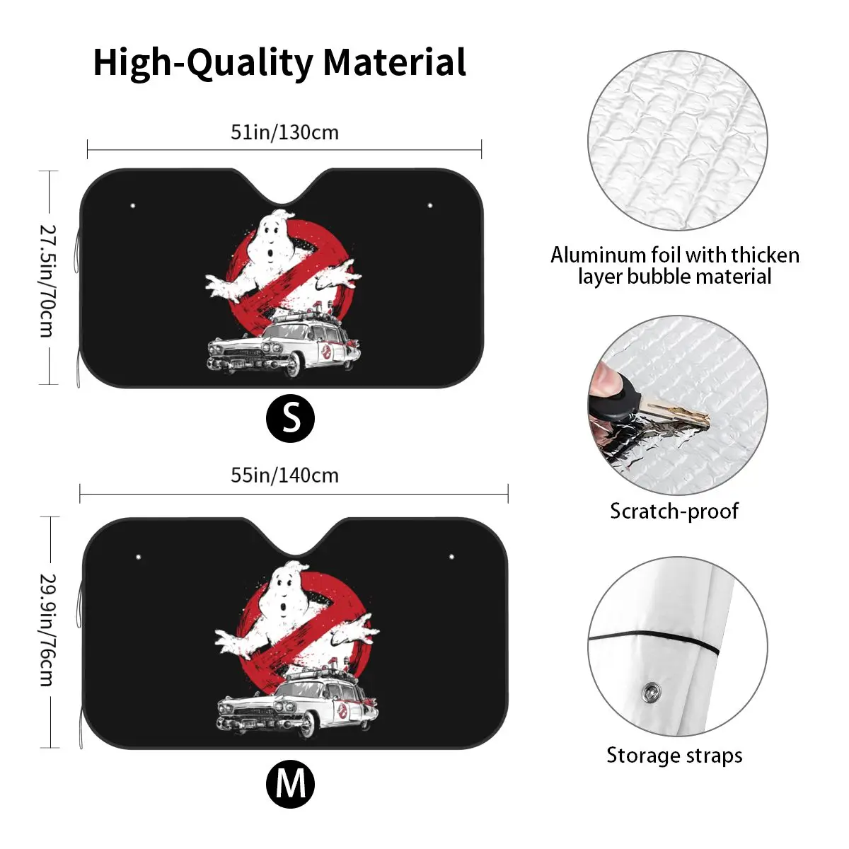Ghostbusters Windshield Sunshade Foldable Supernatural Ghost Movie Blocks UV Rays Sun Visor Protector
