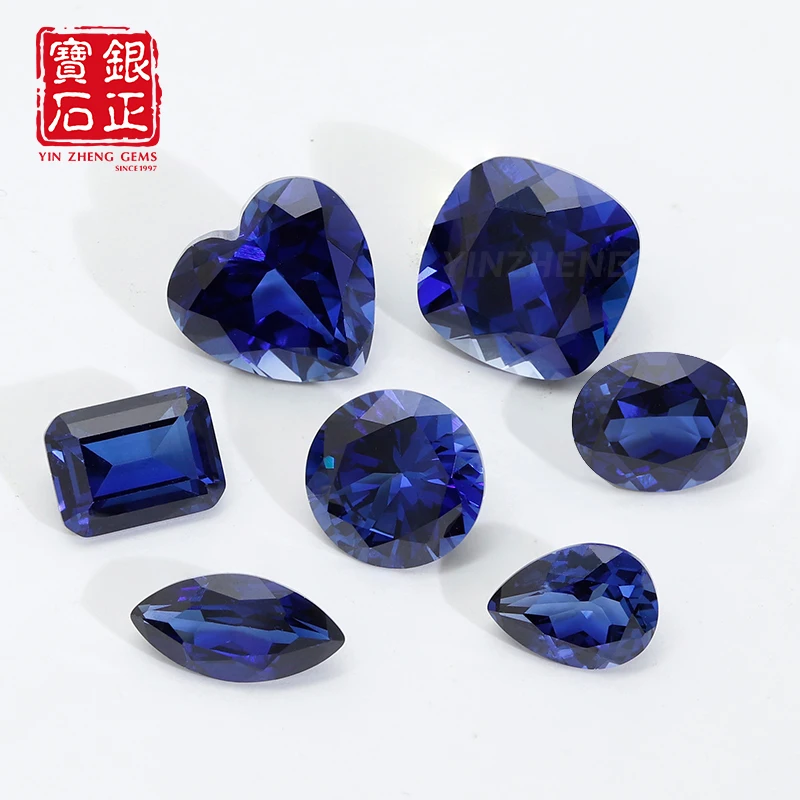 YinZheng Flame Melted Spphire Stone Emerald Cut Can Be Provide GRC Or AGL Certifacate Synthetic Cultivate Royal Blue Spphire