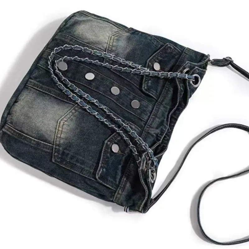 JIAERDI Hot Girls Denim Shoulder Bags Women Vintage Harajuku Pocket Large Capacity Handbag Ladies Retro Casual Underarm Bag Y2k