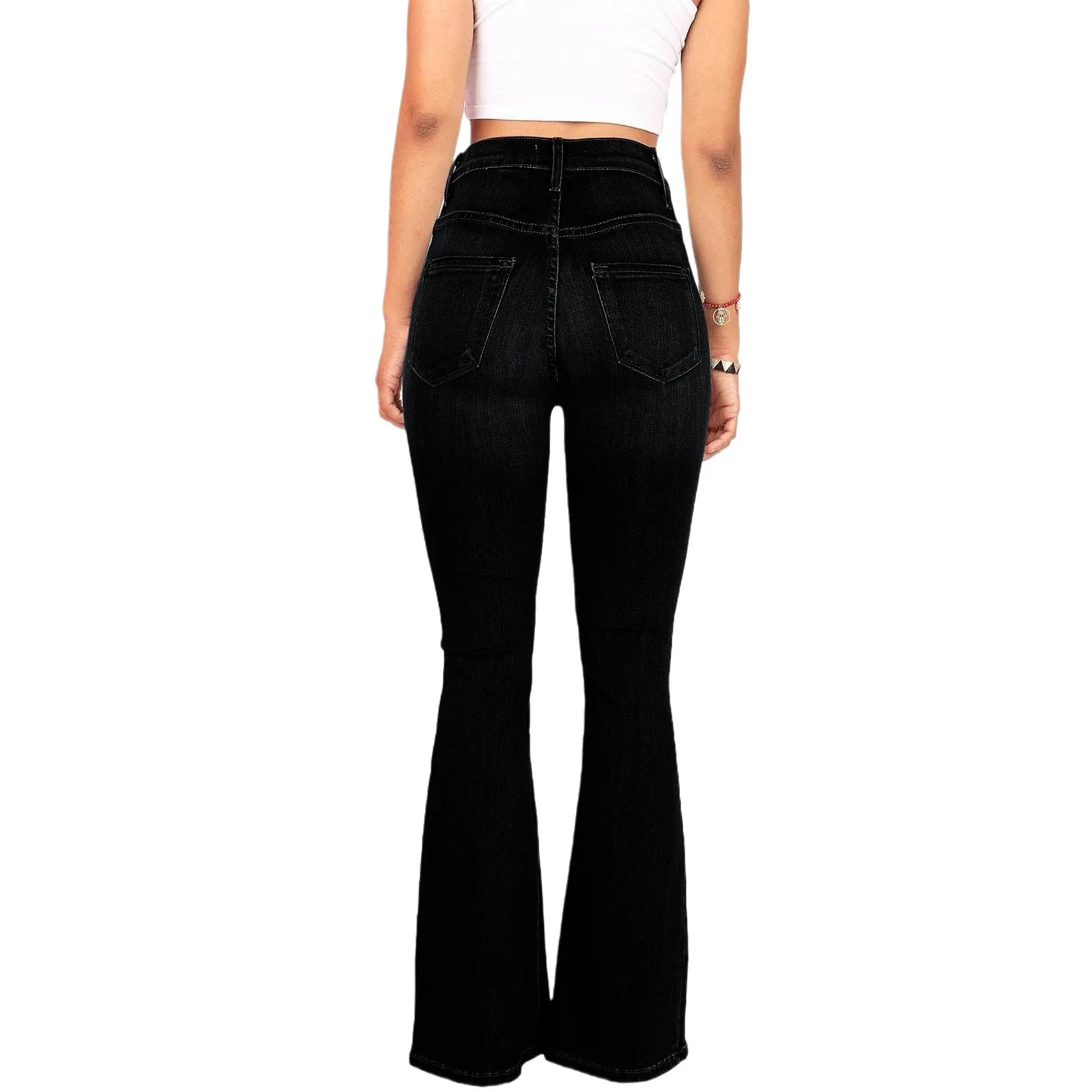 2025 European American Hot Style Women's High Waist Bootcut Jeans Skinny Hip Lifting Streetwear Four Seasons Wear 6