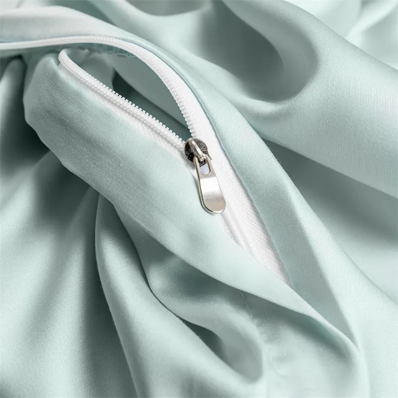 Solid Plain Color 600TC Eucalyptus Lyocell Duvet Cover Fitted Sheet Pillowcases Skin Touch Silky Soft Breathable Smooth Cooling 4