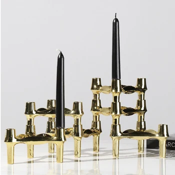 European Luxury Candlestick Romantic Home Living Room Coffee Table Design Candle Bracket House Decorations Metal Candle Holder