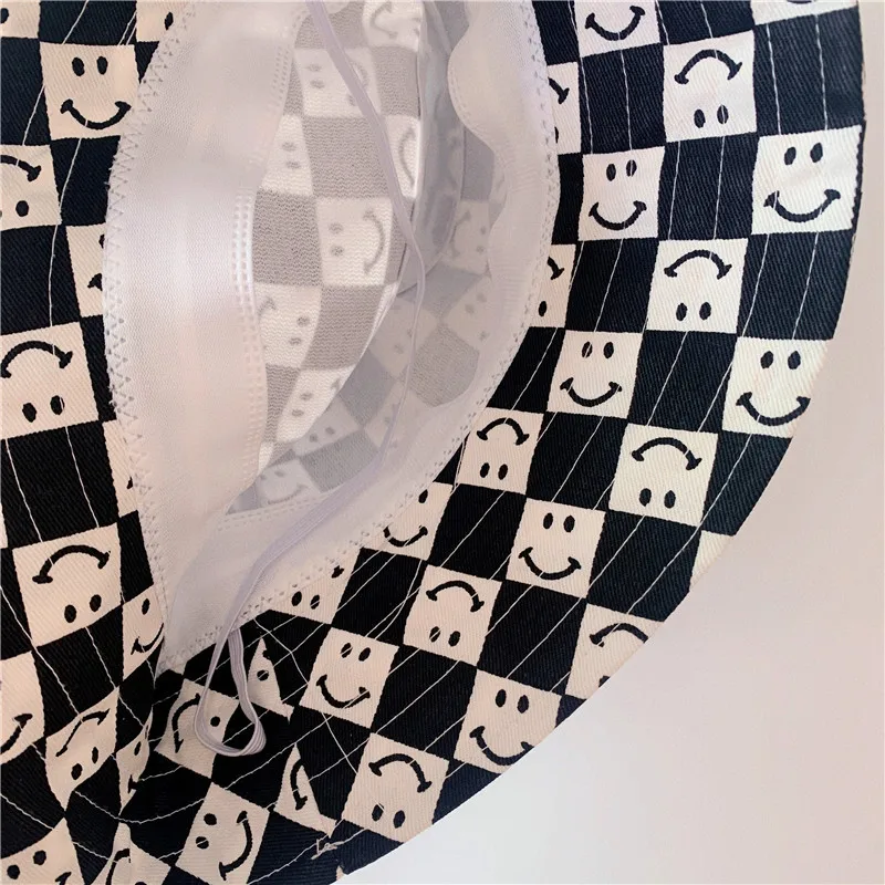 Summer Outdoor Shading Hat Boys Toddler Girls Fashion Casual Plaid Pattern Cute Smiley Print Pattern Children's Hat 2022 New baby accessories box