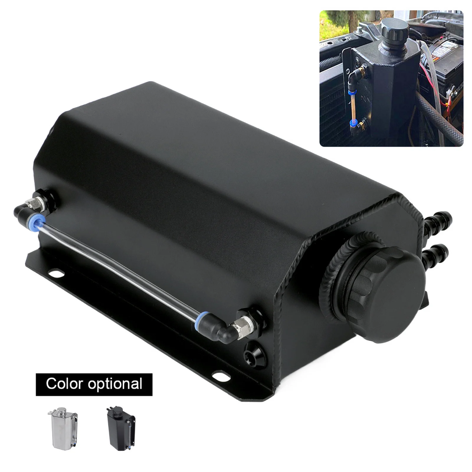 Serbatoio Di Raccolta Dell'Olio In Alluminio Universale Da 2 Litri Con Tappo Di Scarico Serbatoio Dell'Olio Di Sfiato Serbatoio Del Carburante Serbato