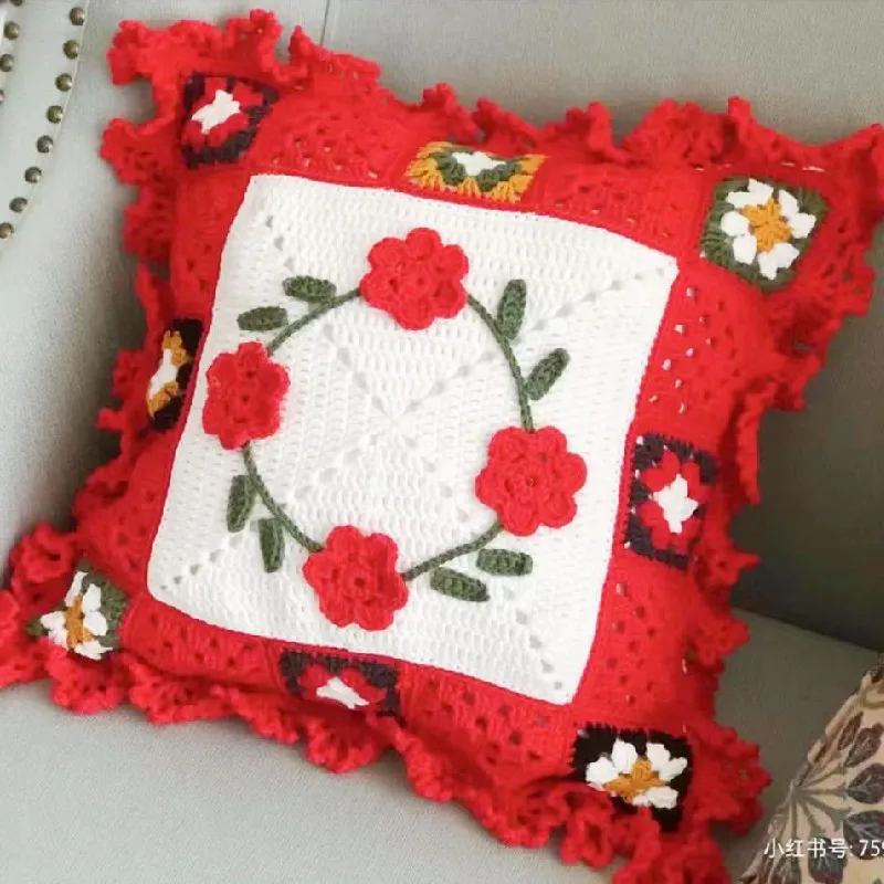 Handmade Hooked Wedding Cushion Bag, Joyful Cushion, Gift for Wedding Love, Happiness Pillow, Decoration for New House too much happiness