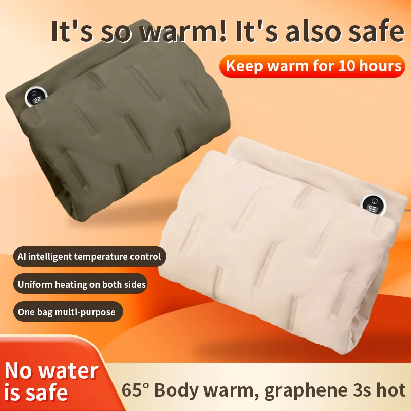 Hand Warmer Electric Heater Graphene USB Charging Heating Flannel Warmer Bag Winter Hand Warmer Feet Warm Belly for Office Home 2