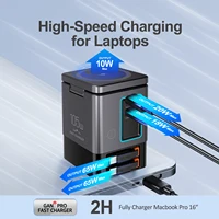 6-in-1 Charging Station with Retractable USB-C Cable Power Combo Tower 105W for Multiple Devices Fast Charger for iPhone Airpod