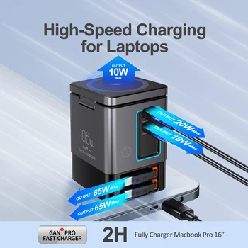 6-in-1 Charging Station with Retractable USB-C Cable Power Combo Tower 105W for Multiple Devices Fast Charger for iPhone Airpod 1