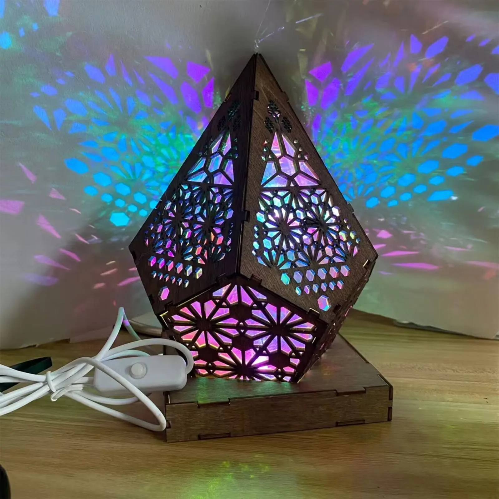 

Large Floor Lamp Battery Powered Diamond Fairy Bronze Geometric Lamp Bohemian Decoration Night Decorative LED Night Light
