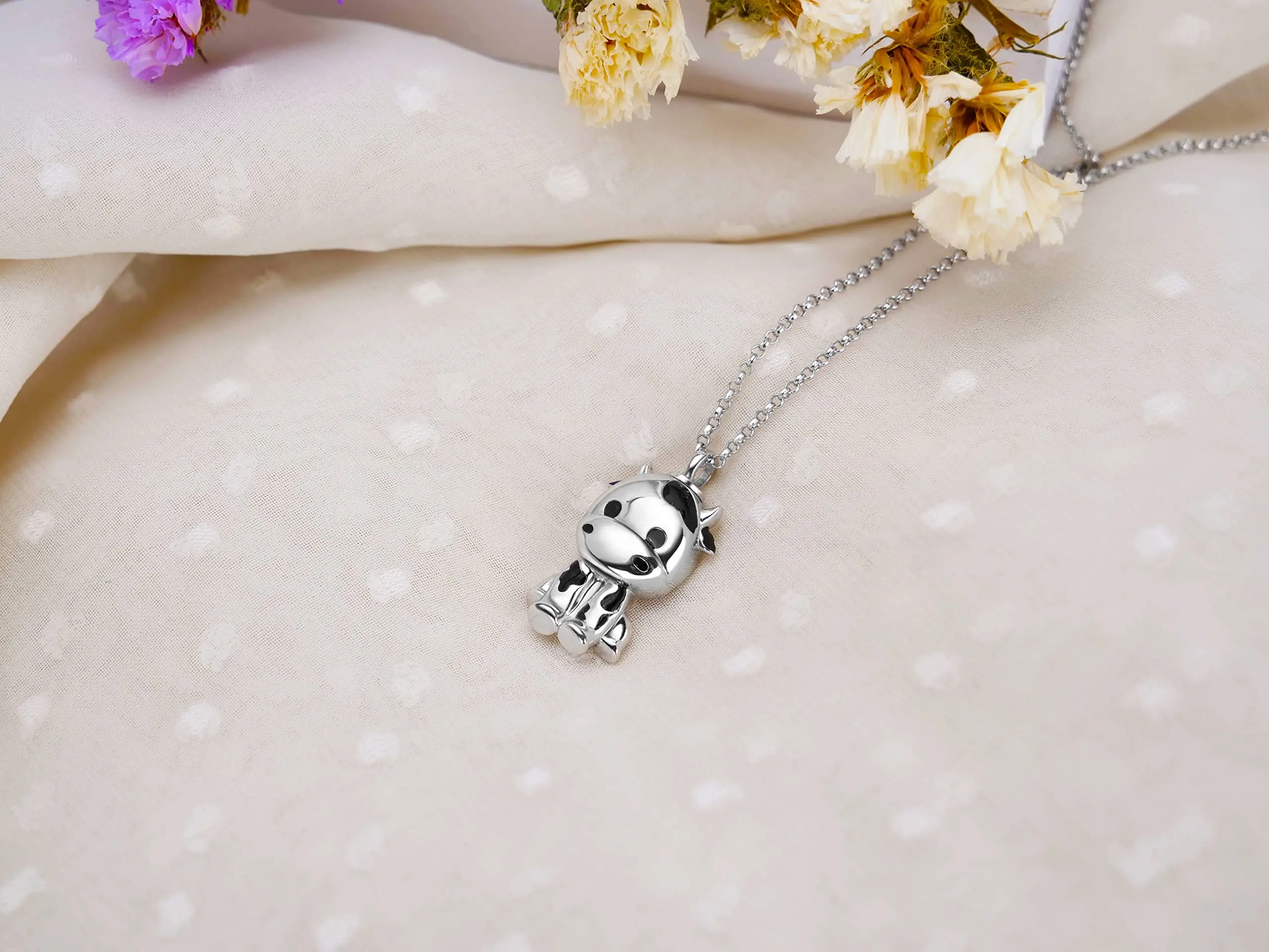 S925 silver, cow pendant necklace