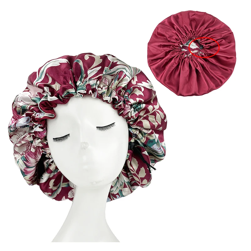 Europe and America Bonnet Women Night Sleep Cap Satin Lining Soft Extra Large Head Wear Lady Headwrap Hair Care Hat Wholesale 4