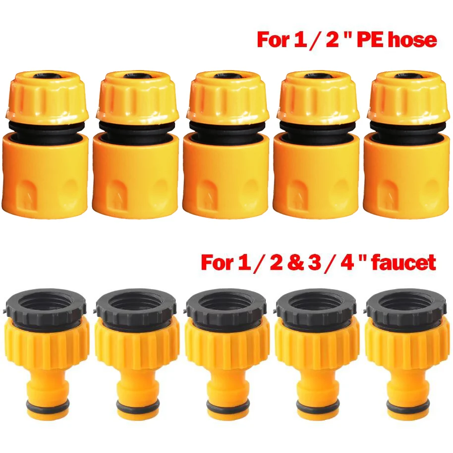 Hose Quick Connectors 10pcs 3/4 & 1/2 Inch for Garden Irrigation hose connector