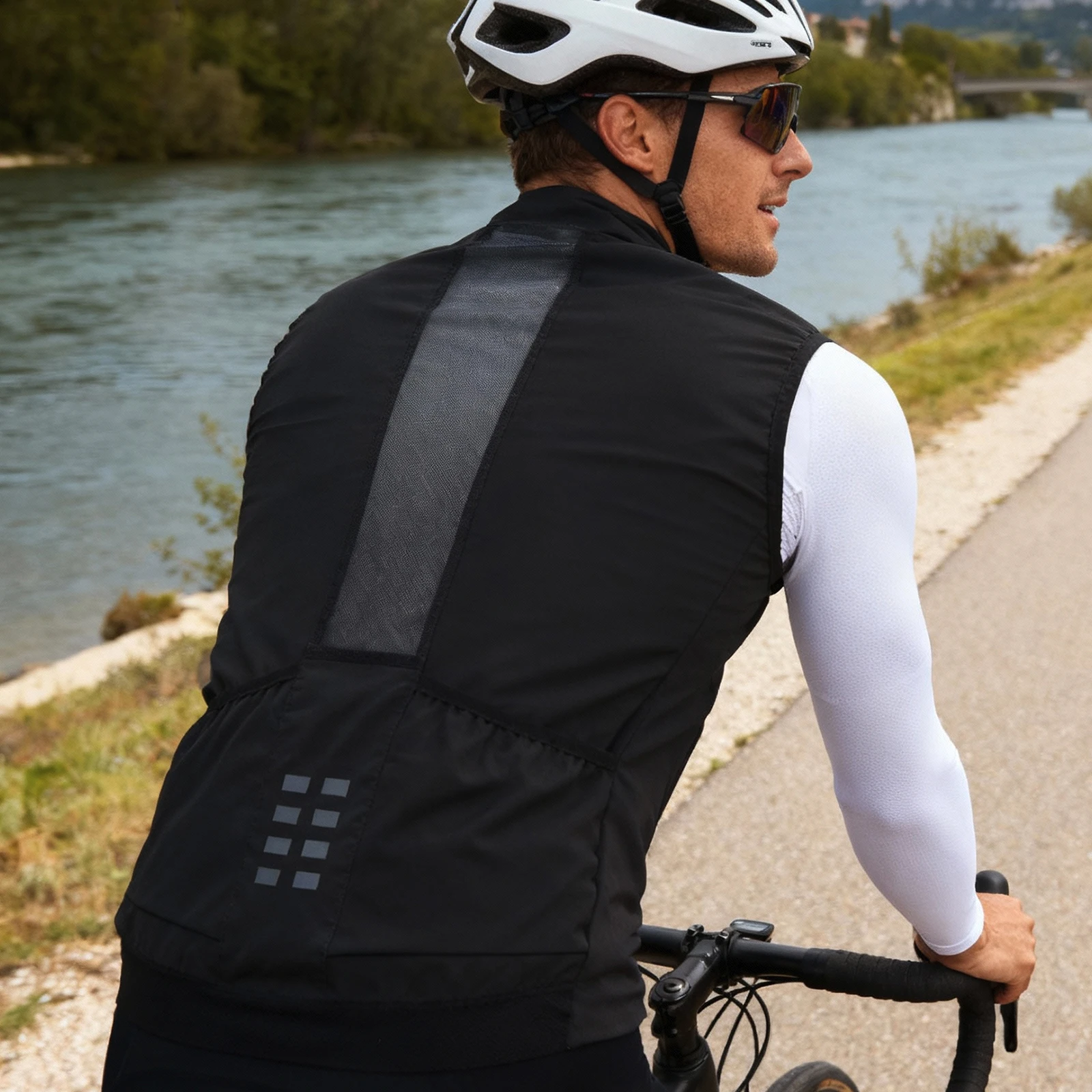 WOSAWE Ultraleichte Herren-Radjacke, winddichte Jacke, Fahrradweste, wasserabweisend, MTB, Rennrad, langes Trikot, 2 Taschen – Detail 21