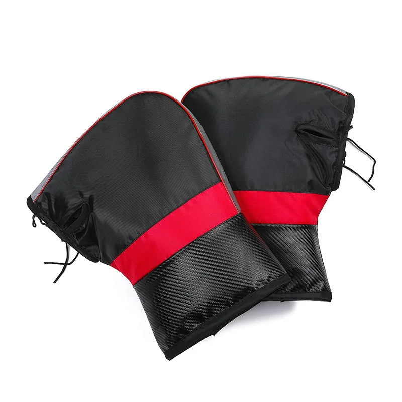 Winter motorcycle handlebar muffs 3-layer insulation installed