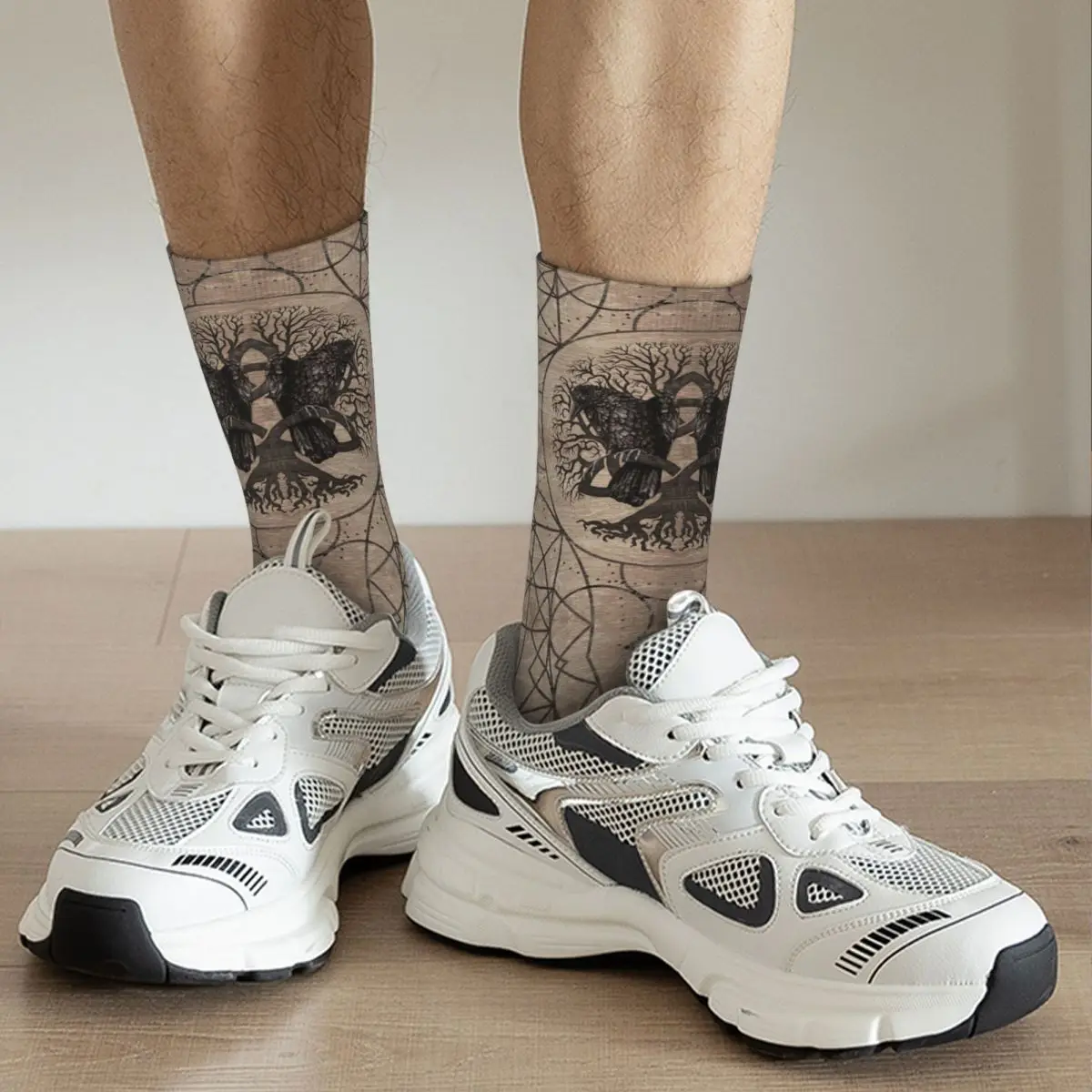 Tree Of Life - With Ravens Wooden Texture Adult Socks Unisex socks,men Socks women Socks