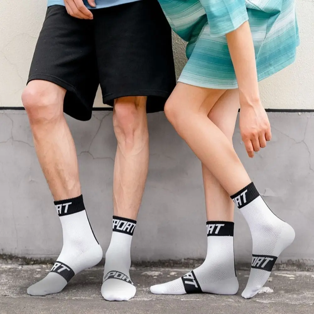 

1 Pair Sweat-absorbent Cycling Socks Breathable Anti Slip Fitness Socks Wear Resistant Unisex Sports Socks Summer