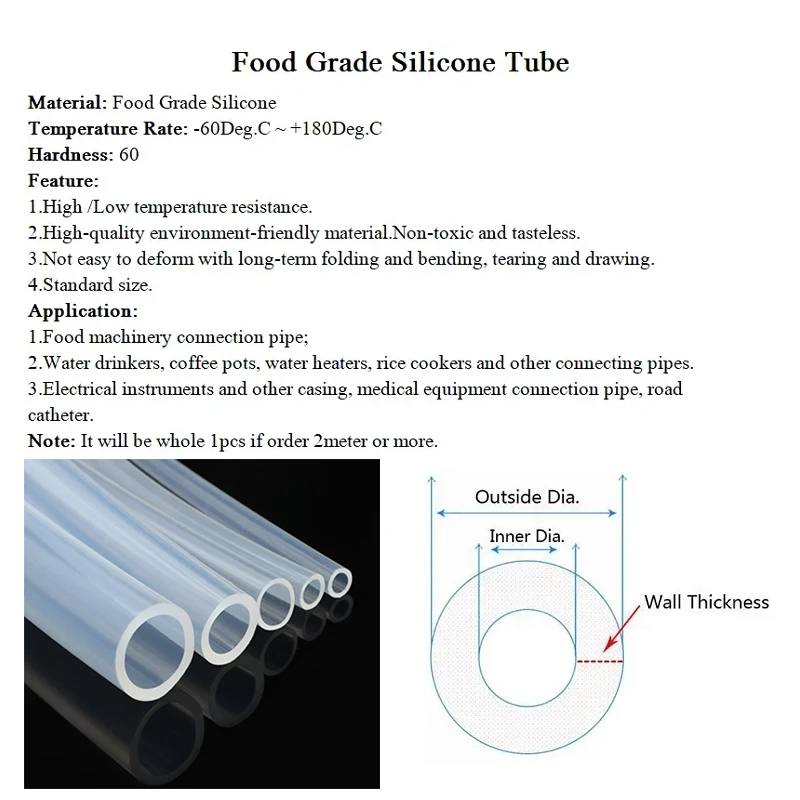1Meter ID 1-10 mm Silicone Tube Flexible Rubber Hose Food Grade Soft Drink Pipe Water Connector for plumbing hose,silicone tube,water pipe,rubber tubing,rubber tube,rubber hose,plumbing supply hose