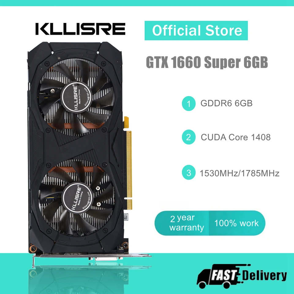 Kllisre Graphics Card GTX 1660 Super 6GB GDDR6 192 Bit PCI-E 3.0