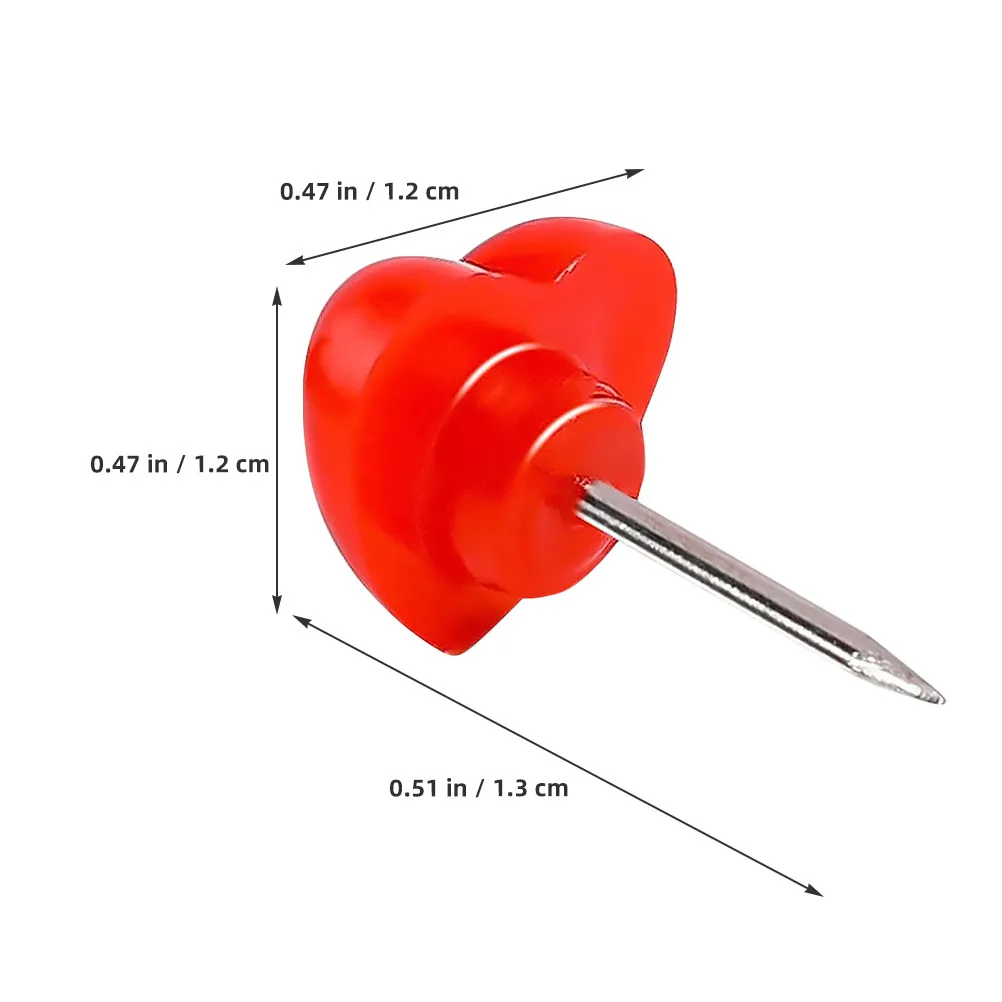 100개 귀여운 빨간 하트 모양 푸시핀, 사무실 정리, 게시판 장식, 벽 사진 포스터, 지도용 플랫 헤드 타카