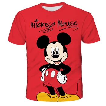 2025 New Summer Children's T-Shirt Mickey Mouse Minnie Mouse Print Glamorous Short Sleeve Children's Top Street Fashion Clothing 1