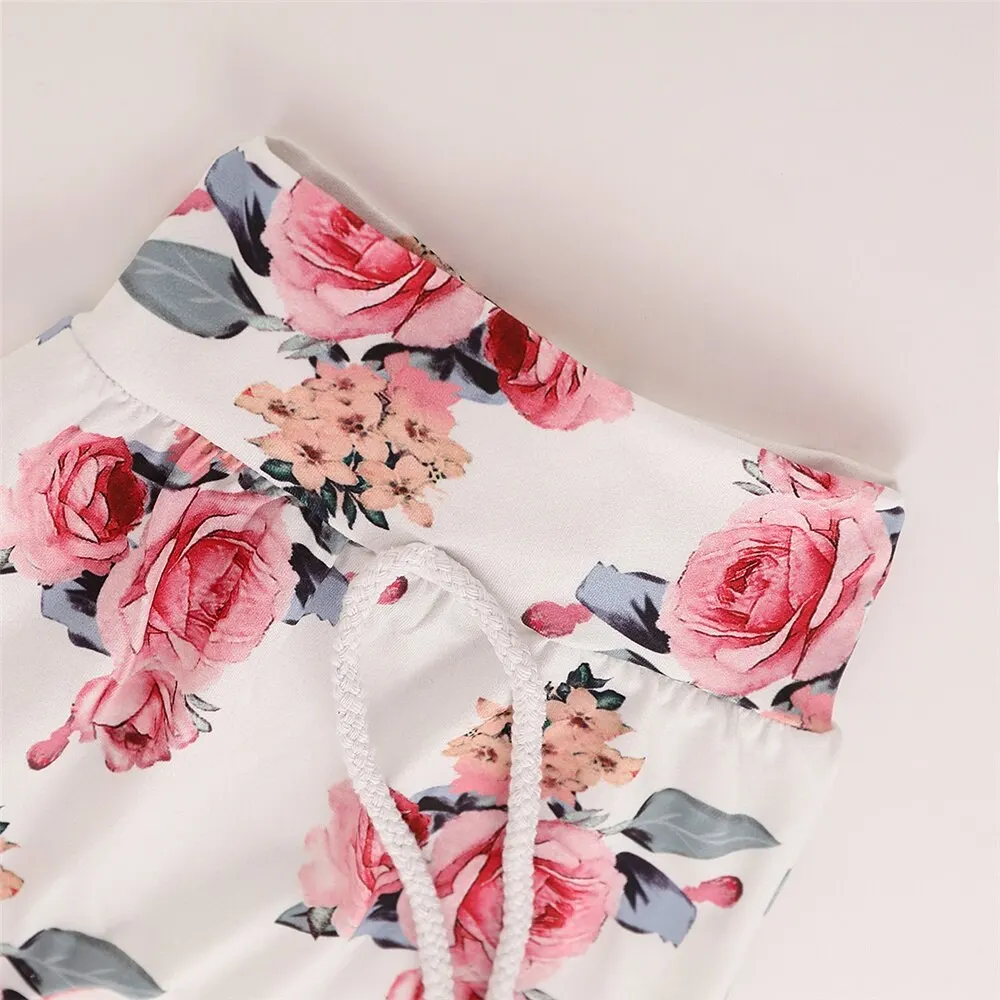 3PCS Baby Girl Floral Hoodie Outfit 4