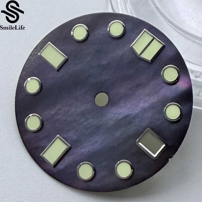 SmileLife Shell Luster C3 Green Luminous Dial 28.5mm For NH35A Movement Watch Face Accessory