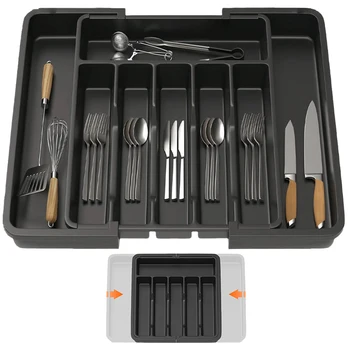 Vassoio per cassetti per posate espandibile aggiornato | Organizer per utensili da cucina da 6-8 scomparti | Scatola portaposate per coltello, forchetta, cucchiaio 1