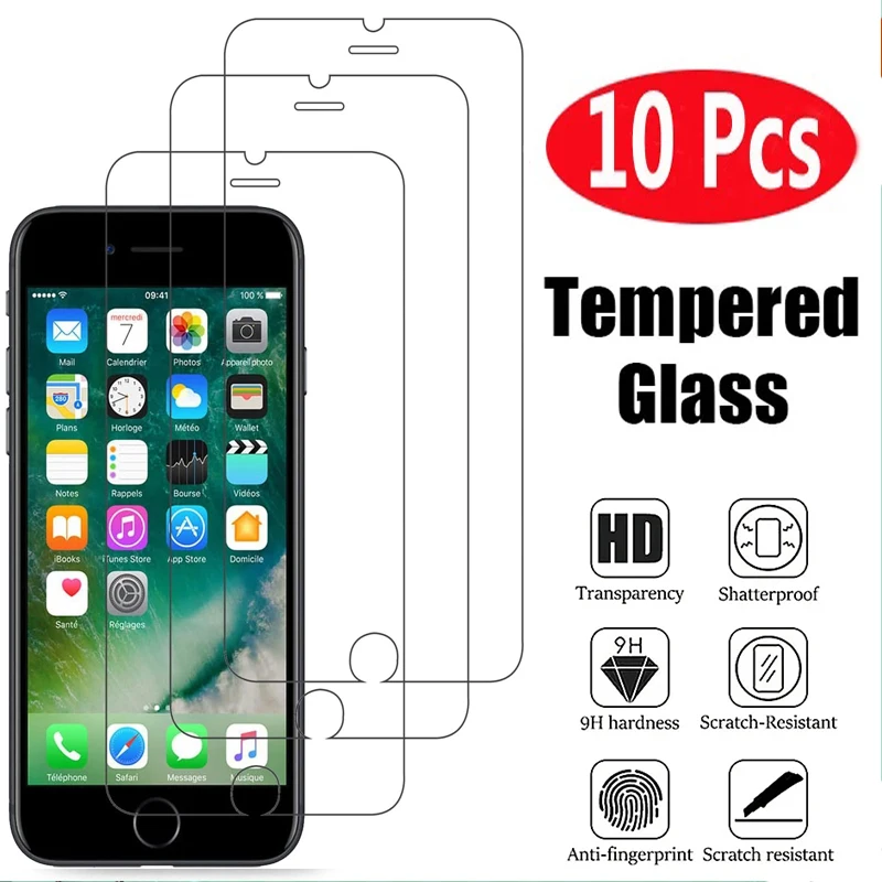 

10Pcs Tempered Glass For iPhone 7 8 Plus 6 6s Plus 5 5S SE Screen Protector For iPhone SE 2020 SE 2022 Glass Not Full Cover