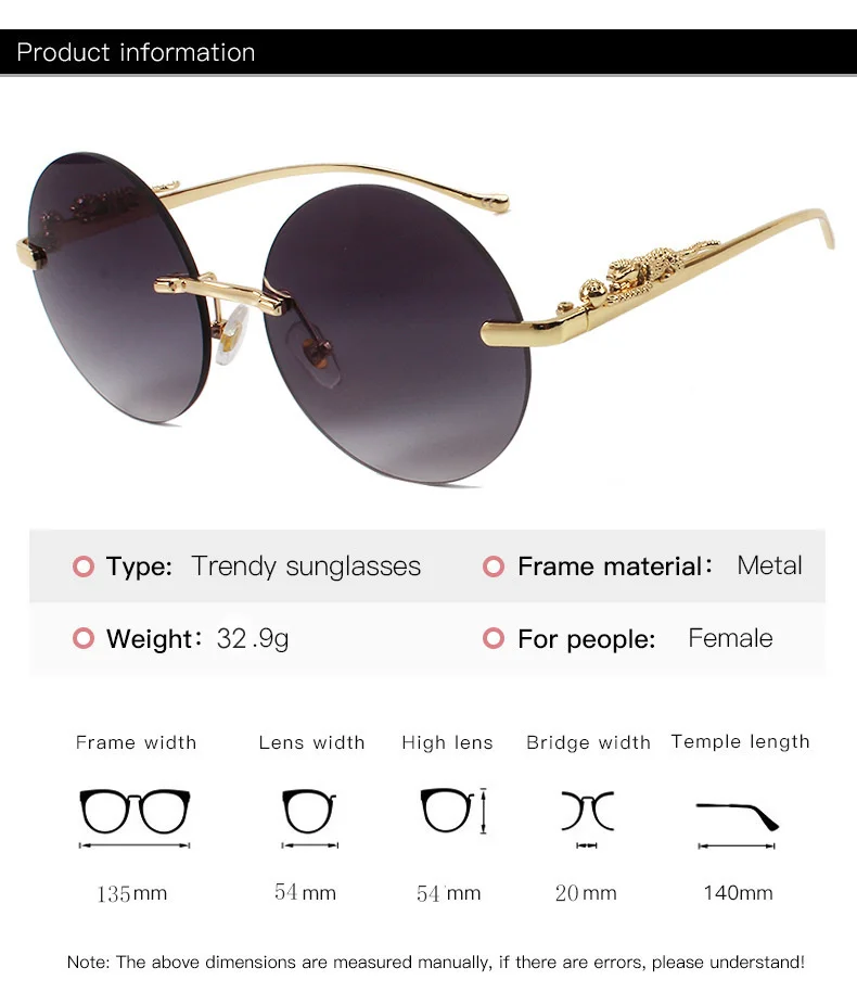 Leopard Leg Sunglasses For Women & Men Vintage Alloy Round Pilot_voghion.com
