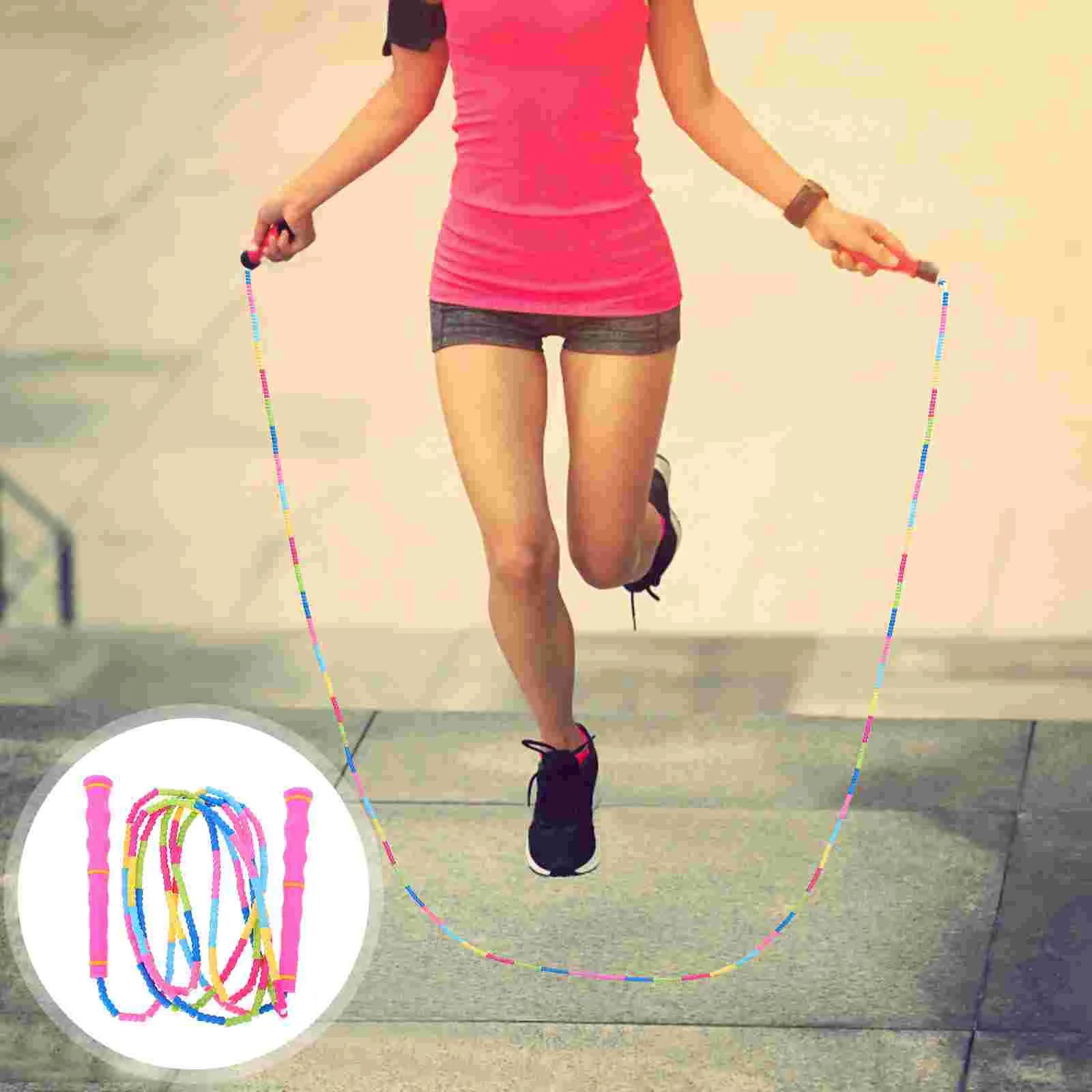 

Bamboo Skipping Rope for Kids Jump Creative Jumping Outdoor Use Beaded Exercise Supply Aldult