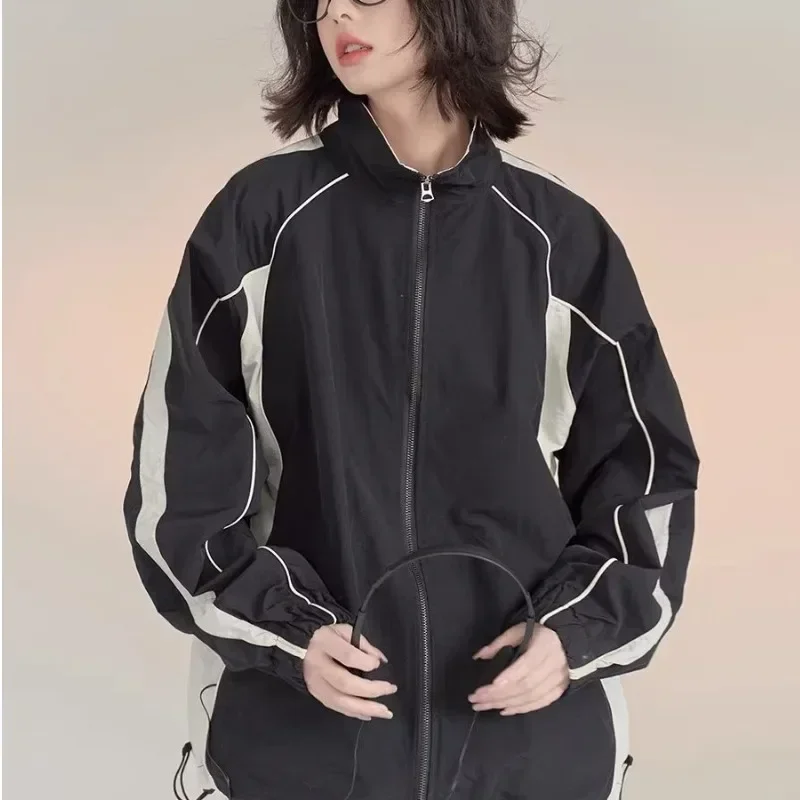 Vintage Y2k Windbreaker Jacket Women Oversize Korean Fashion