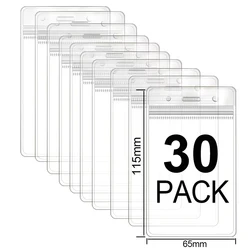 Universal Extra Thick Vertical Waterproof ID Badge and Credit Card Holder (A - Clear 30PCS)