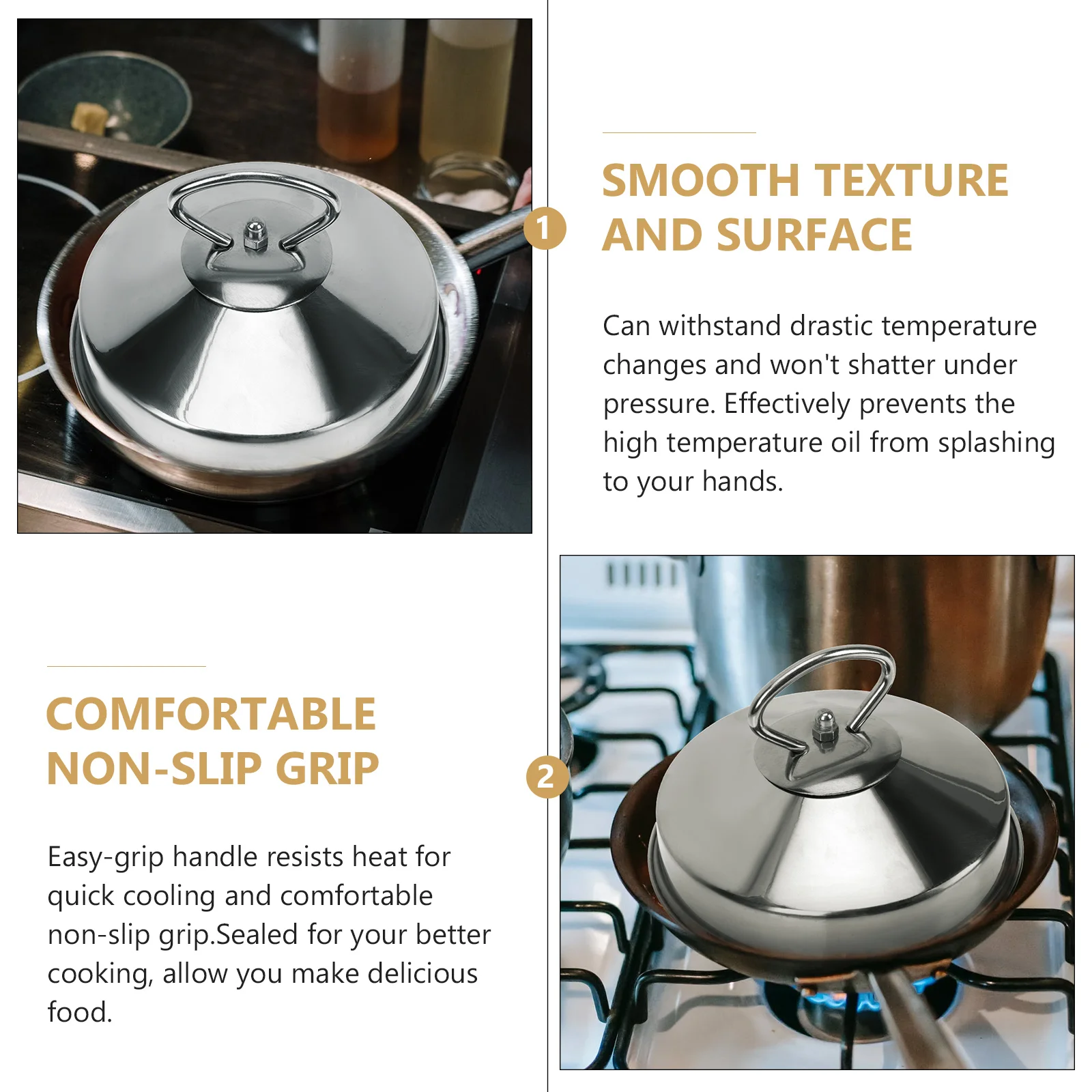 Stainless Steel Steamer Lid Pot Cover Versatile Cookware Parts Kitchen Supply Dome Metal Heat Resistant Non Slip