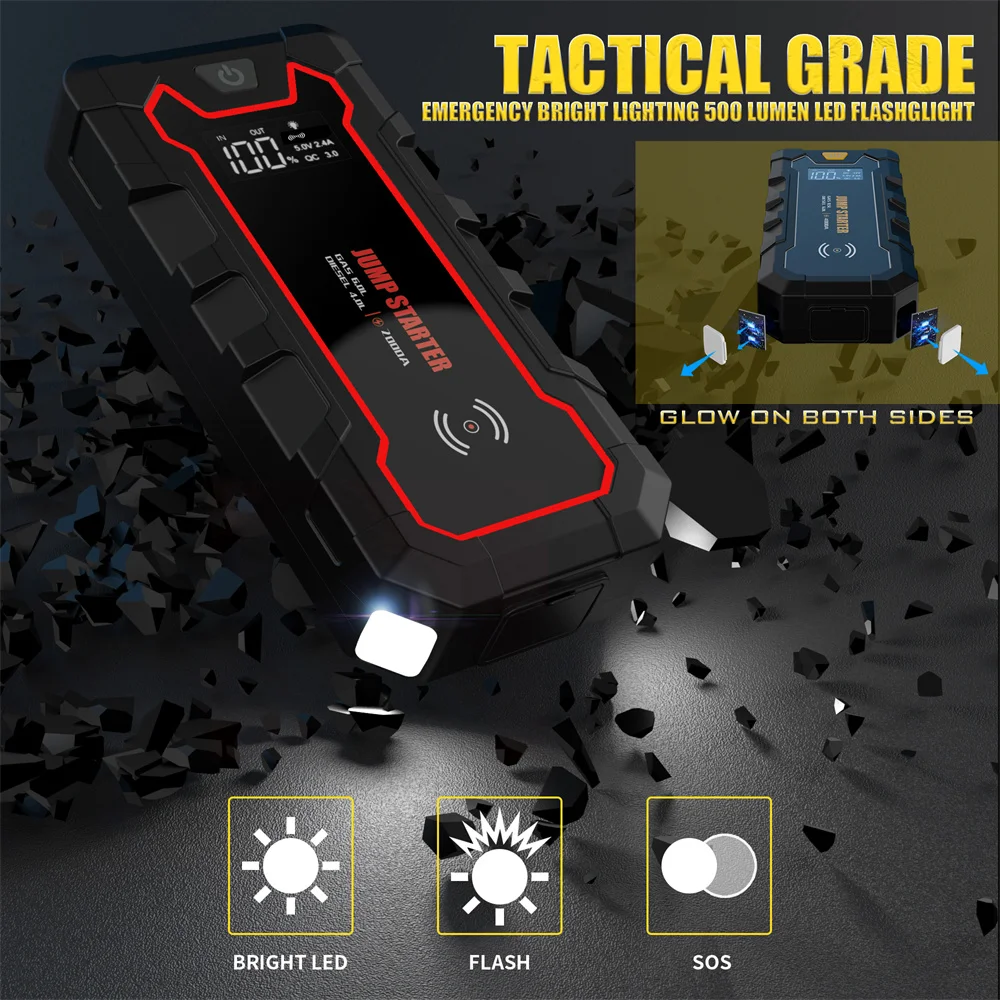 24000mAh Car Jump Starter Power Bank 12V Portable Car Battery Booster Charger Starting Device Petrol Diesel Starter Buster